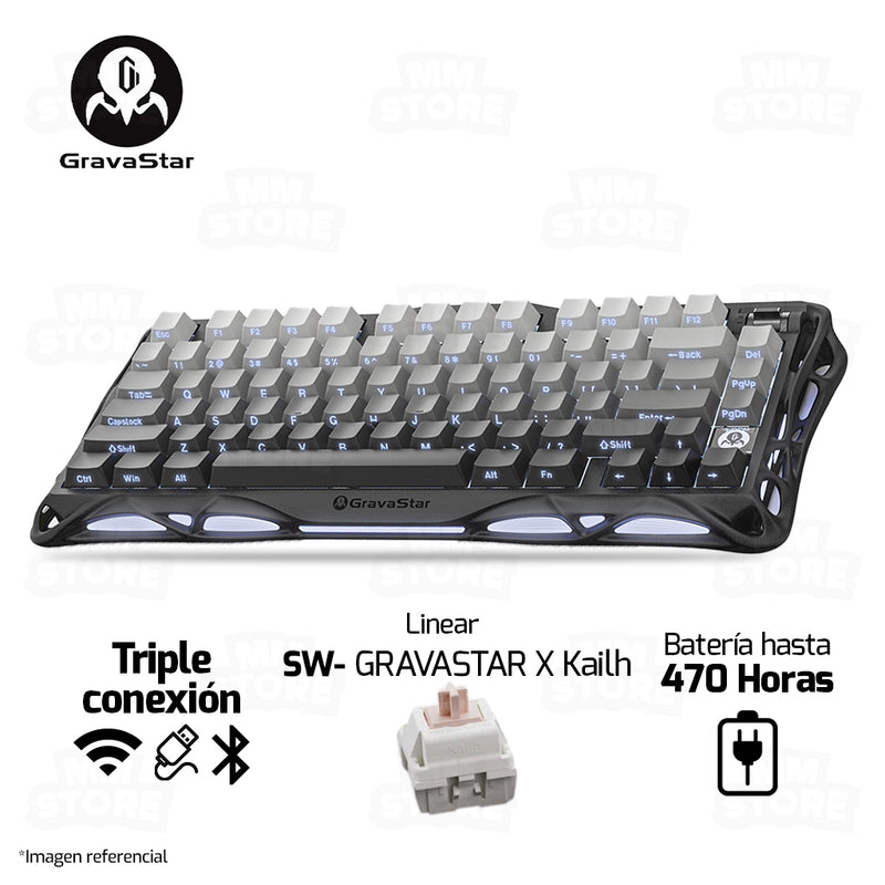 TECLADO GRAVASTAR MERCURY K1 | RGB | INALAMBRICO | SW GRAVASTAR X KAILH| NEGRO-DEGRADADO