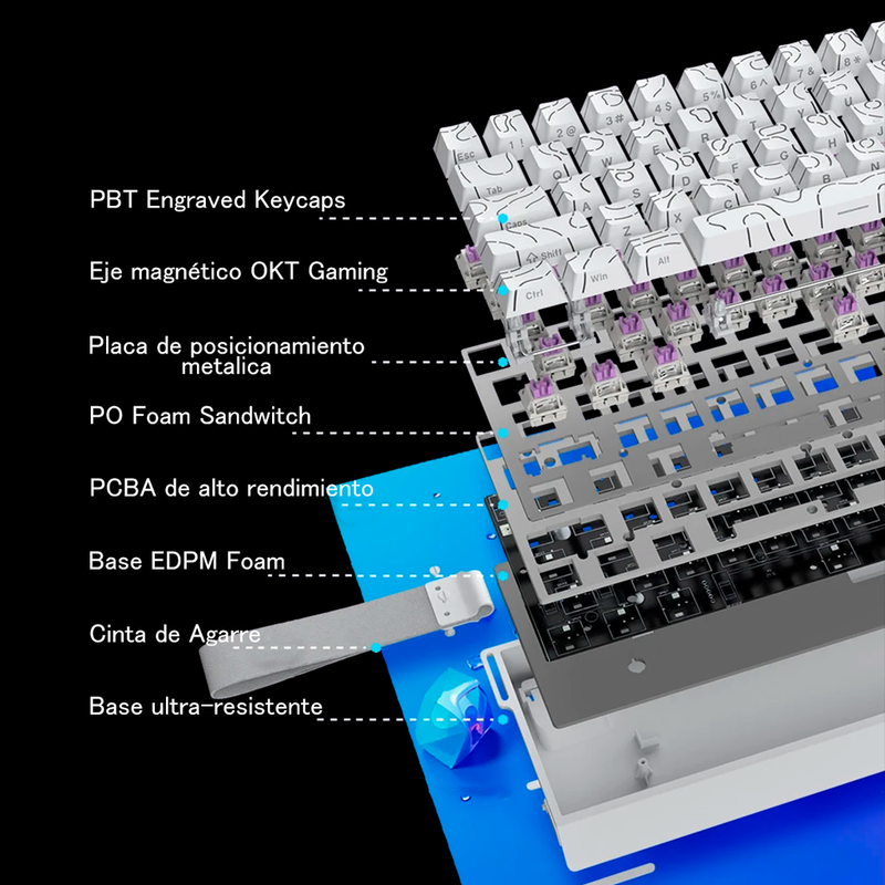 TECLADO MAGNÉTICO 8K IROK MERCURY 68 | CAROTMAS MER68 | SW-PURPLE | RGB | CABLEADO | NEGRO