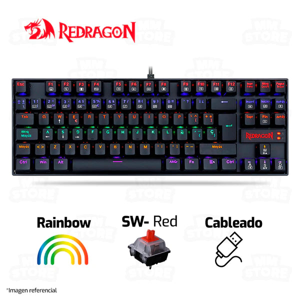 TECLADO REDRAGON KUMARA K552 | ESP | MECANICO | SW-RED | RAINBOW | NEGRO