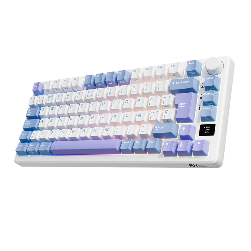 TECLADO ROYAL KLUDGE RK-M75 |ESPAÑOL| INALAMBRICO| MECANICO| SW-KSILVER |RGB |TARO MILK
