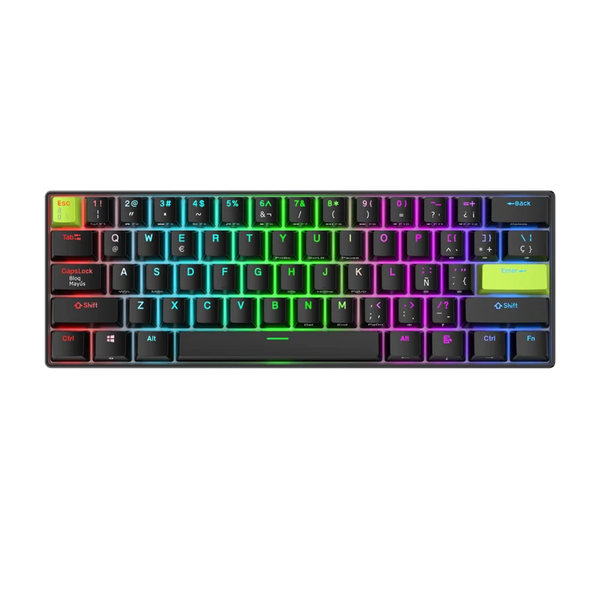 TECLADO ROYAL KLUDGE RK-C61 | INGLES | CABLEADO | MAGNETICO |RGB |NEGRO -VERDE