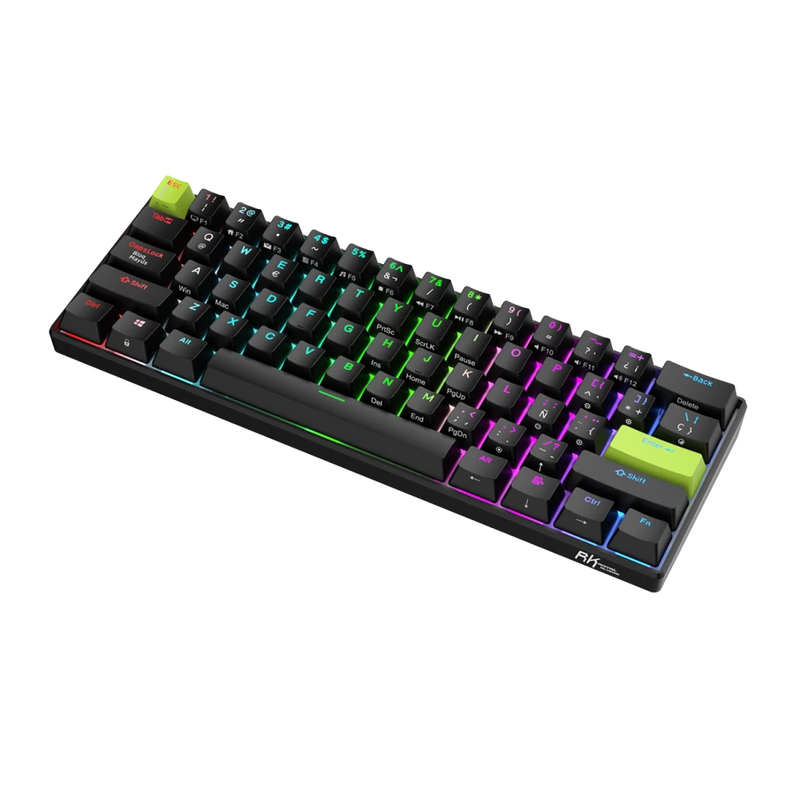TECLADO ROYAL KLUDGE RK-C61 | INGLES | CABLEADO | MAGNETICO |RGB |NEGRO -VERDE