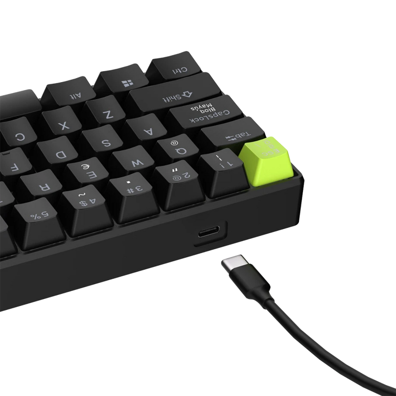TECLADO ROYAL KLUDGE RK-C61 | INGLES | CABLEADO | MAGNETICO |RGB |NEGRO -VERDE