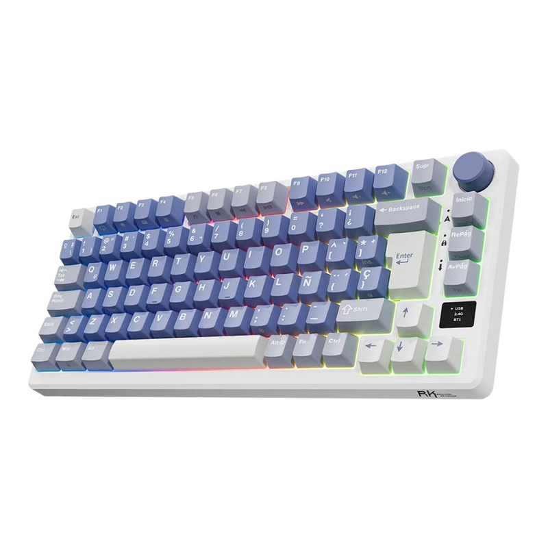TECLADO ROYAL KLUDGE RK-M75 |ESPAÑOL| INALAMBRICO| MECANICO| SW-KSILVER |RGB |OCEAN BLUE