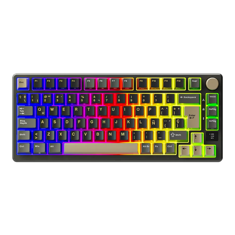TECLADO ROYAL KLUDGE RK-M75 | ESPAÑOL| INALAMBRICO| MECANICO| SW-BROWN | RGB |PANTHOM