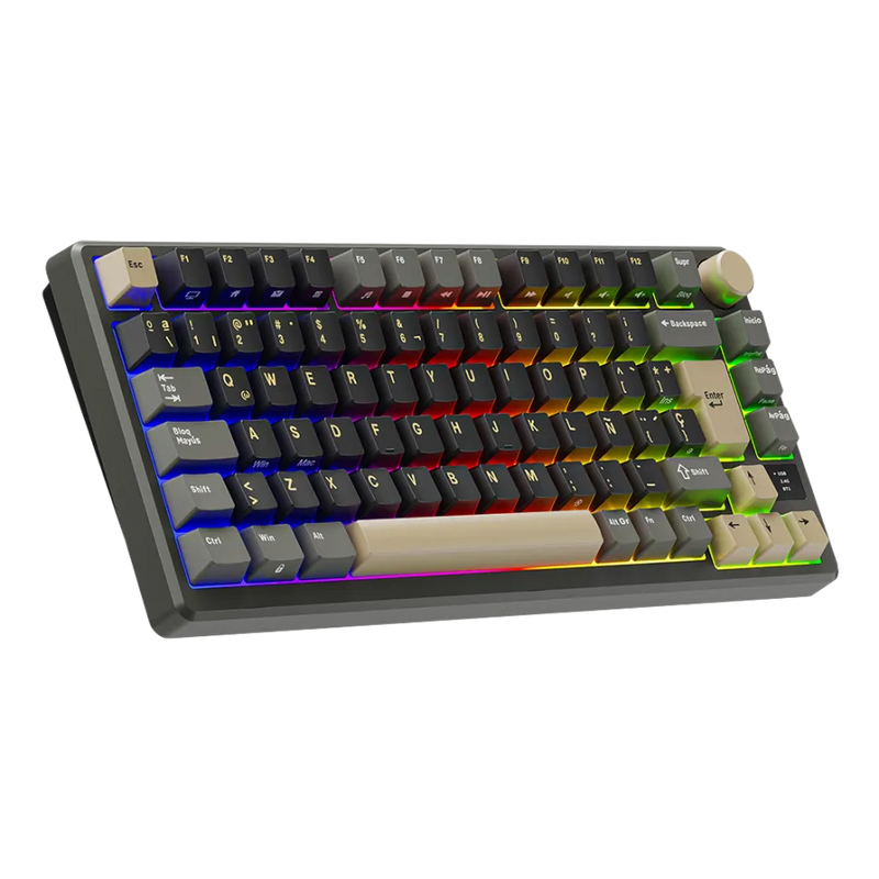 TECLADO ROYAL KLUDGE RK-M75 | ESPAÑOL| INALAMBRICO| MECANICO| SW-BROWN | RGB |PANTHOM