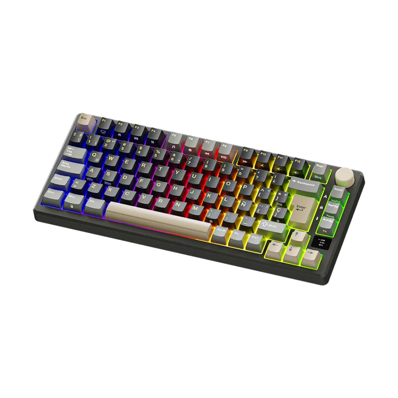 TECLADO ROYAL KLUDGE RK-M75 | ESPAÑOL| INALAMBRICO| MECANICO| SW-BROWN | RGB |PANTHOM