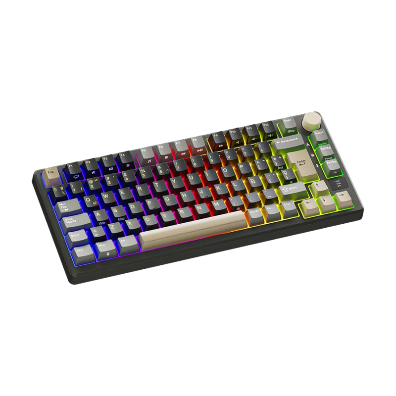 TECLADO ROYAL KLUDGE RK-M75 | ESPAÑOL| INALAMBRICO| MECANICO| SW-BROWN | RGB |PANTHOM