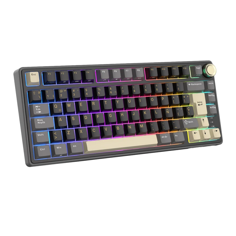 TECLADO ROYAL KLUDGE RK-R75 | ESPAÑOL | CABLEADO | MECANICO| SW-BROWN | RGB | PHANTOM