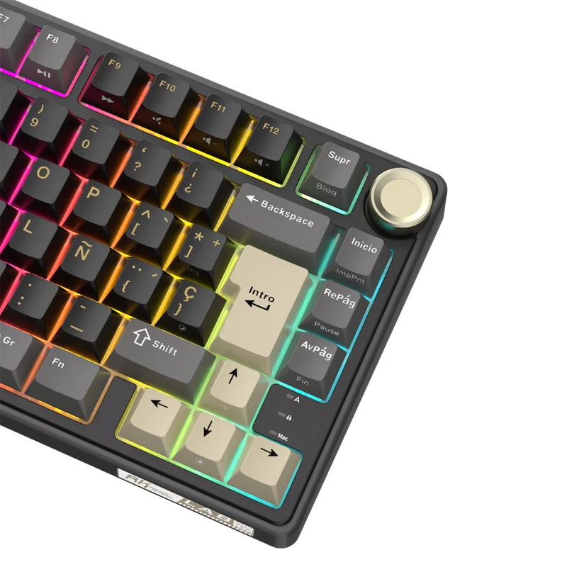 TECLADO ROYAL KLUDGE RK-R75 | ESPAÑOL | CABLEADO | MECANICO| SW-BROWN | RGB | PHANTOM