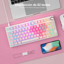 TECLADO ROYAL KLUDGE RK-R75 |ESPAÑOL| CABLEADO | MECANICO| SW-CREAMY | PINK MELODY