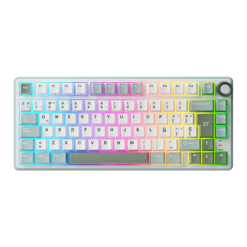 TECLADO ROYAL KLUDGE RK-R75 |ESPAÑOL| CABLEADO | MECANICO| SW-KSILVER |RGB |VERDE