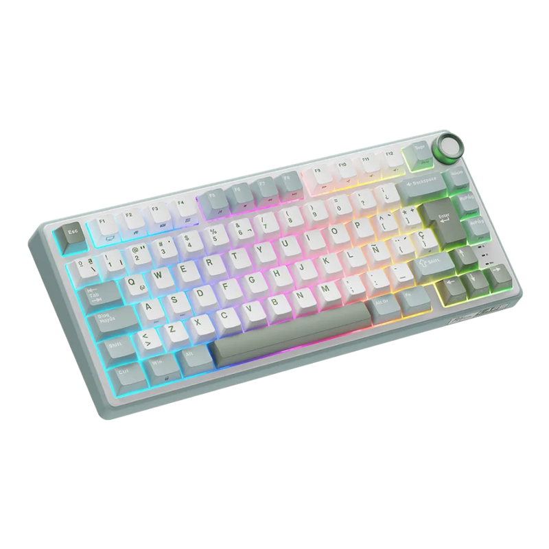 TECLADO ROYAL KLUDGE RK-R75 |ESPAÑOL| CABLEADO | MECANICO| SW-KSILVER |RGB |VERDE