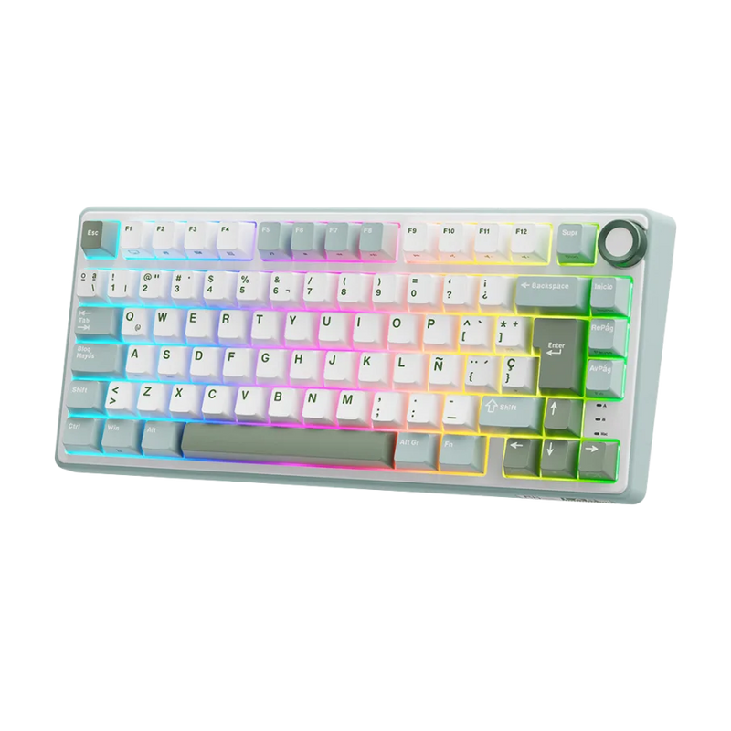 TECLADO ROYAL KLUDGE RK-R75 |ESPAÑOL| CABLEADO | MECANICO| SW-KSILVER |RGB |VERDE