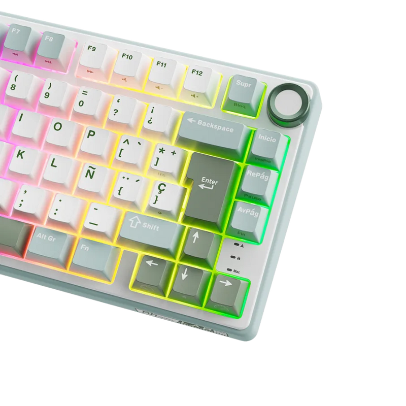 TECLADO ROYAL KLUDGE RK-R75 |ESPAÑOL| CABLEADO | MECANICO| SW-KSILVER |RGB |VERDE