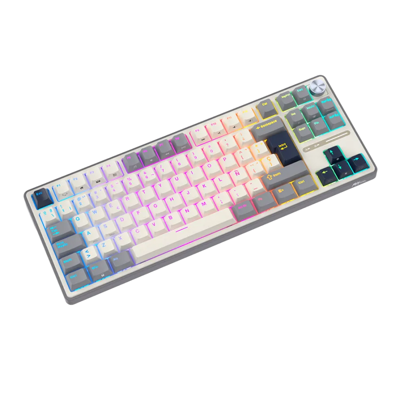 TECLADO ROYAL KLUDGE RK-R87PRO TKL |ESPAÑOL| CABLEADO |MECANICO| SW-CREAMY|RGB GRIS-BLANCO