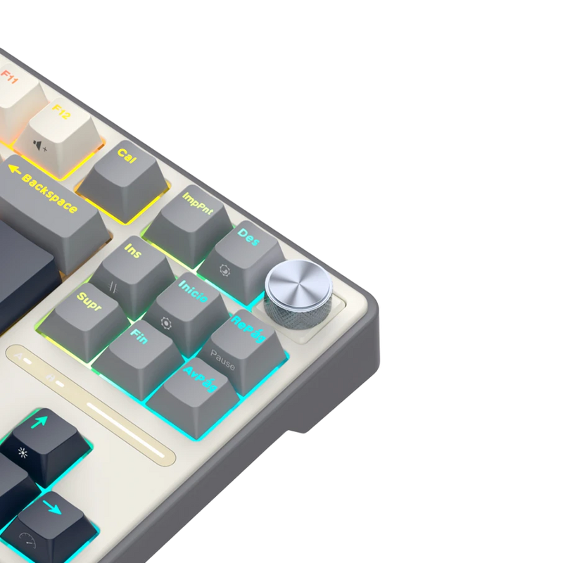 TECLADO ROYAL KLUDGE RK-R87PRO TKL |ESPAÑOL| CABLEADO |MECANICO| SW-CREAMY|RGB GRIS-BLANCO