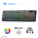 TECLADO AULA F108 PRO | ESP | INALAMBRICO | MECANICO | SW-RAIN | RGB | NEGRO DEGRADADO