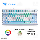 TECLADO AULA F75 | INALAMBRICO | ESPAÑOL | MECANICO | SW-GREEN| RGB | BLANCO-CELESTE