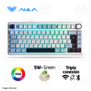 TECLADO AULA F75 | INALAMBRICO | ESPAÑOL | MECANICO | SW-GREEN | RGB | BLANCO-CELESTE-NEGRO