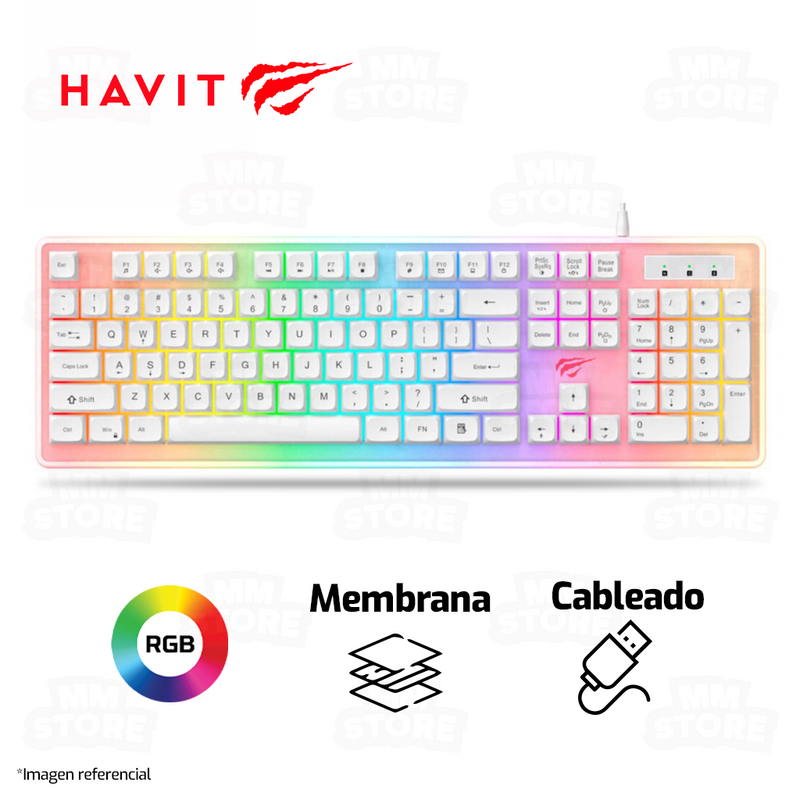 COMBO TECLADO HAVIT KB876L + MOUSE HAVIT MS1033 + AUDIFONO VSG GEMINI BLANCO