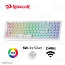 TECLADO REDRAGON POLLUX PRO K628CT | INGLES | INALAMBRICO | MECANICO | SW-ICE SILVER | RGB | BLANCO