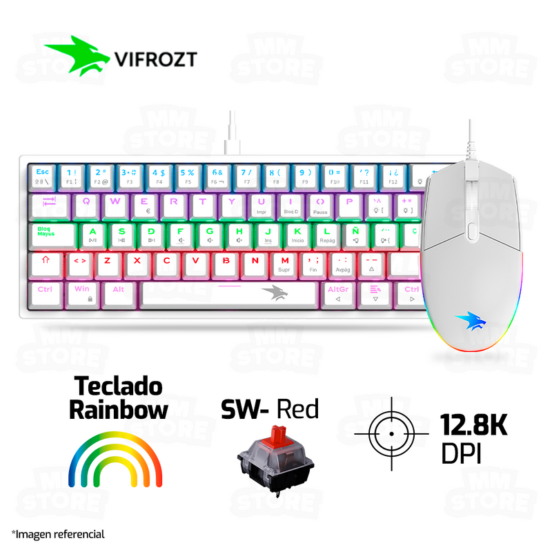 TECLADO VIFROZT BERSERKER MINI BLANCO + MOUSE VIFROZT VIKING BLANCO