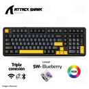 TECLADO ATTACK SHARK X98 | INALAMBRICO | SW LINEAR BLUEBERRY | RGB | NEGRO - AMARILLO