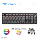 TECLADO AULA F108 PRO | INALAMBRICO | MECANICO | SW-FLOWER| RGB | NEGRO DEGRADADO