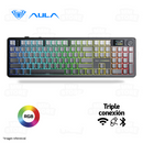 TECLADO AULA F108 PRO | INALAMBRICO | MECANICO | SW-ZEPHYR | RGB | NEGRO DEGRADADO