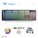 TECLADO AULA F108 PRO | INALAMBRICO | MECANICO | SW-ZEPHYR | RGB | NEGRO DEGRADADO