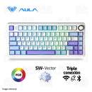 TECLADO AULA F75 | INGLES| INALAMBRICO | MECANICO | SW-VECTOR| RGB | BLANCO - AZUL - MORADO | (6 MESES)