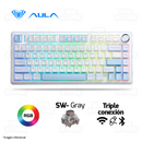 TECLADO AULA F75 | INALAMBRICO | INGLES | MECANICO | SW-GRAY | RGB | BLANCO-CELESTE