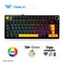 TECLADO AULA F75 | ESPAÑOL | INALAMBRICO | MECANICO | SW-GREEN | RGB | NEGRO-AMARILLO