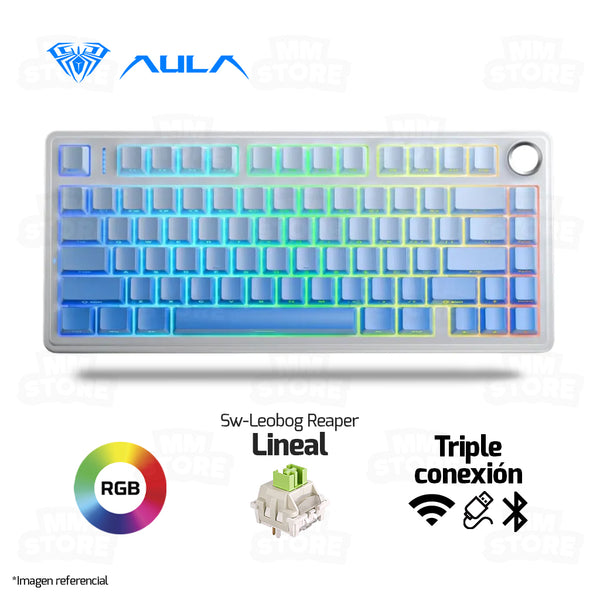 TECLADO AULA F75 | INALAMBRICO | MECANICO | SW-GREEN| RGB | AZUL DEGRADADO