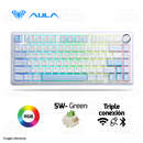 TECLADO AULA F75 | INALAMBRICO |ESP | MECANICO | SW-GREEN| RGB | BLANCO-CELESTE