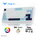 TECLADO AULA F75 | INALAMBRICO | INGLES | MECANICO | SW-GREEN | RGB | BLANCO-CELESTE-NEGRO