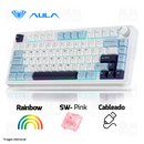 TECLADO AULA F75 | INGLES | CABLEADO| MECANICO | SW-PINK | RAINBOW | BLANCO-CELESTE-NEGRO