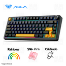 TECLADO AULA F75 | INGLES | CABLEADO| MECANICO | SW-PINK | RAINBOW | NEGRO-AMARILLO