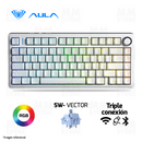 TECLADO AULA F75 | INGLES | INALAMBRICO| MECANICO | SW-VECTOR | RGB | WHITE CONTOUR