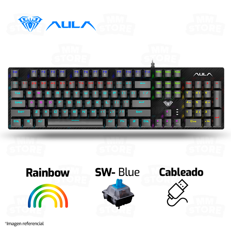 TECLADO AULA S2022 | MECANICO | SW-BLUE | RAINBOW | NEGRO