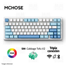TECLADO MCHOSE G75| INALAMBRICO | MECANICO | SW CABBAGE TOFU V2 | RGB | BLANCO - CELESTE - AZUL