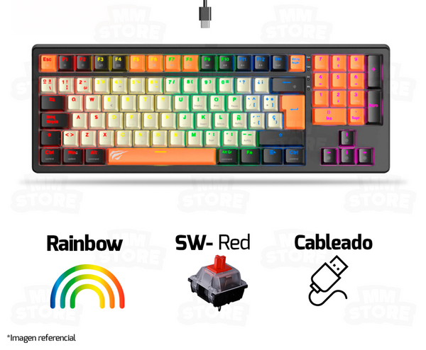 TECLADO HAVIT KB512L | ESP | MECANICO | SW-RED | RAINBOW