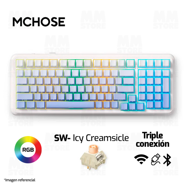 TECLADO MCHOSE K99 V2 | INALAMBRICO | MECANICO | SW ICE CREAMSICLE | RGB | GLACIER DEGRADADO