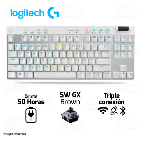 TECLADO LOGITECH GPRO X TKL | INALAMBRICO | MECANICO | GX-BROWN TACTILE | BLANCO