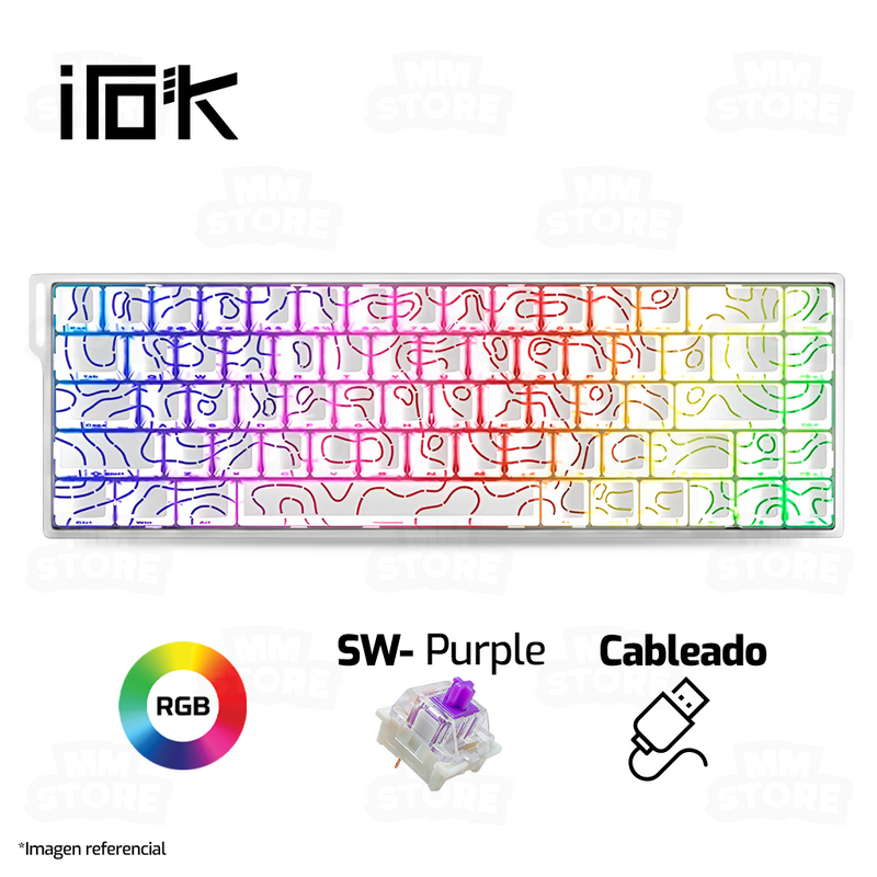 TECLADO MAGNÉTICO 8K IROK MERCURY 68 | CAROTMAS MER68 | SW-PURPLE | RGB | CABLEADO | BLANCO