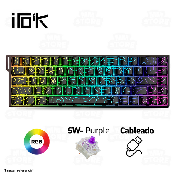 TECLADO MAGNÉTICO 8K IROK MERCURY 68 | CAROTMAS MER68 | SW-PURPLE | RGB | CABLEADO | NEGRO