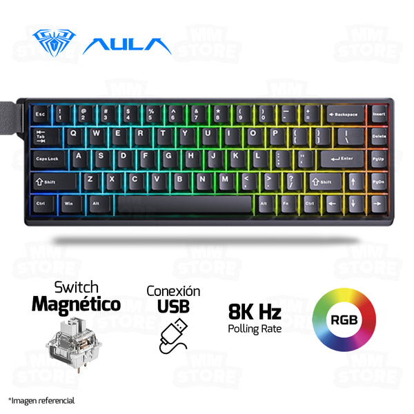 TECLADO MAGNÉTICO AULA WIN68HE | ING | RGB | CABLEADO | NEGRO