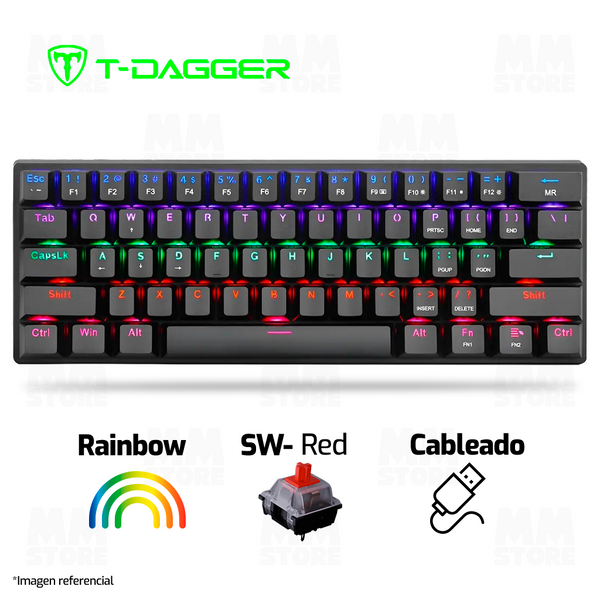 TECLADO T-DAGGER ARENA LITE | ESPAÑOL | MECANICO | SW-RED | RAINBOW | NEGRO