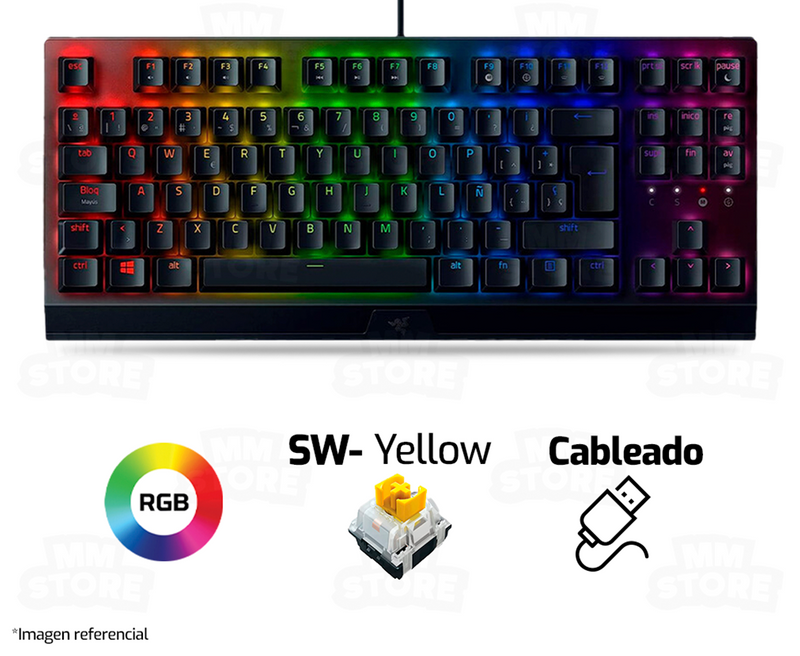 TECLADO RAZER BLACKWIDOW V3 TENKEYLESS | INGLES | MECANICO | SW-YELLOW | RGB